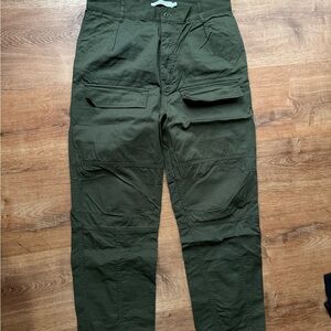 MAISON KITSUNÉ Olive Green Cargo Trousers